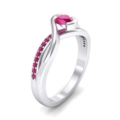 Split Band Ruby Bypass Engagement Ring (0.55 CTW) Perspective View