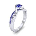 Split Band Blue Sapphire Bypass Engagement Ring (0.55 CTW) Perspective View