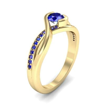 Split Band Blue Sapphire Bypass Engagement Ring (0.55 CTW) Perspective View