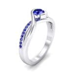Split Band Blue Sapphire Bypass Engagement Ring (0.55 CTW) Perspective View