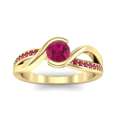 Split Band Ruby Bypass Engagement Ring (0.55 CTW) Top Dynamic View