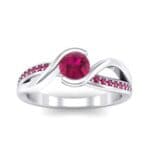Split Band Ruby Bypass Engagement Ring (0.55 CTW) Top Dynamic View