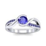 Split Band Blue Sapphire Bypass Engagement Ring (0.55 CTW) Top Dynamic View