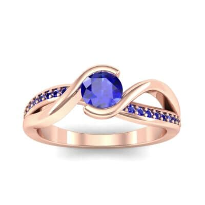 Split Band Blue Sapphire Bypass Engagement Ring (0.55 CTW) Top Dynamic View