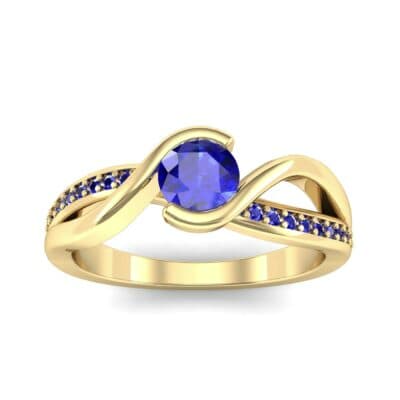 Split Band Blue Sapphire Bypass Engagement Ring (0.55 CTW) Top Dynamic View