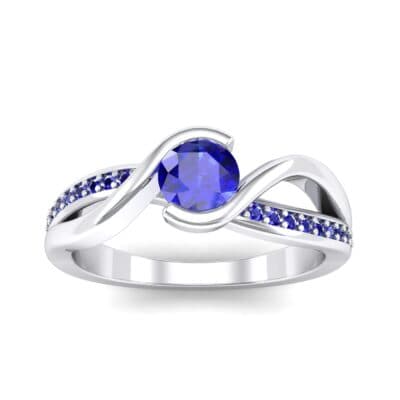 Split Band Blue Sapphire Bypass Engagement Ring (0.55 CTW) Top Dynamic View