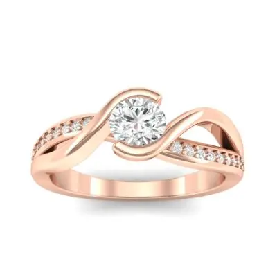 This split-band diamond engagement ring in 14k rose gold has just the right amount of interest while keeping it minimal. 