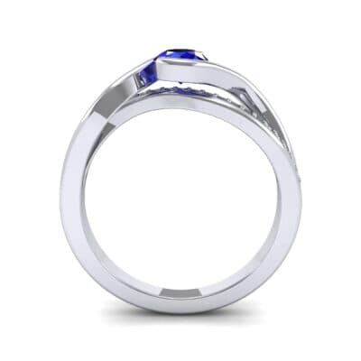 Split Band Blue Sapphire Bypass Engagement Ring (0.55 CTW) Side View
