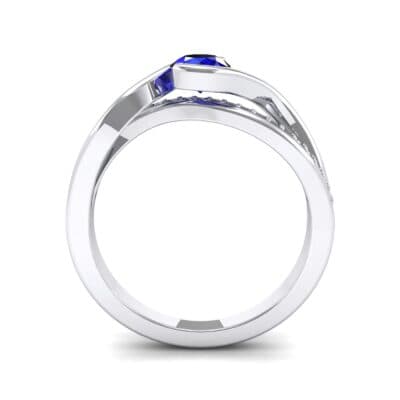 Split Band Blue Sapphire Bypass Engagement Ring (0.55 CTW) Side View