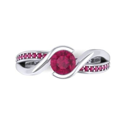 Split Band Ruby Bypass Engagement Ring (0.55 CTW) Top Flat View