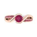 Split Band Ruby Bypass Engagement Ring (0.55 CTW) Top Flat View