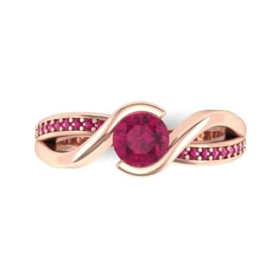 Split Band Ruby Bypass Engagement Ring (0.55 CTW) Top Flat View