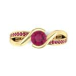 Split Band Ruby Bypass Engagement Ring (0.55 CTW) Top Flat View