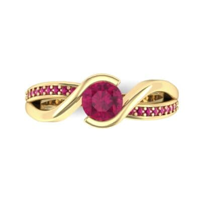 Split Band Ruby Bypass Engagement Ring (0.55 CTW) Top Flat View