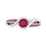 Split Band Ruby Bypass Engagement Ring (0.55 CTW) Top Flat View