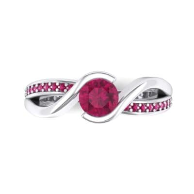Split Band Ruby Bypass Engagement Ring (0.55 CTW) Top Flat View