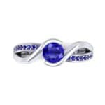 Split Band Blue Sapphire Bypass Engagement Ring (0.55 CTW) Top Flat View