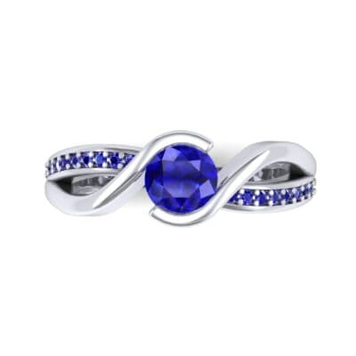 Split Band Blue Sapphire Bypass Engagement Ring (0.55 CTW) Top Flat View