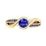 Split Band Blue Sapphire Bypass Engagement Ring (0.55 CTW) Top Flat View