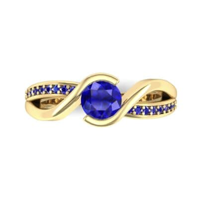 Split Band Blue Sapphire Bypass Engagement Ring (0.55 CTW) Top Flat View