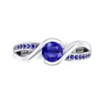 Split Band Blue Sapphire Bypass Engagement Ring (0.55 CTW) Top Flat View