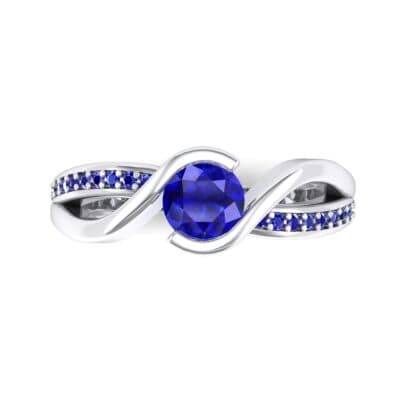 Split Band Blue Sapphire Bypass Engagement Ring (0.55 CTW) Top Flat View
