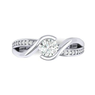 Split Band Diamond Bypass Engagement Ring (0.48 CTW) Top Flat View