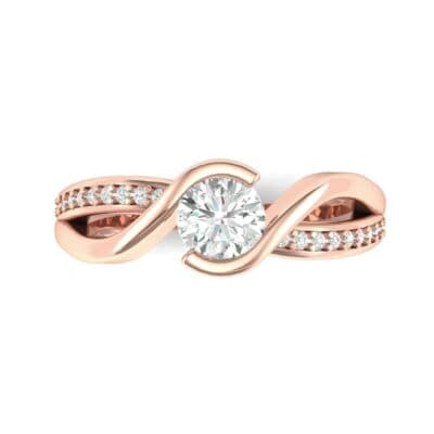 Split Band Diamond Bypass Engagement Ring (0.48 CTW) Top Flat View