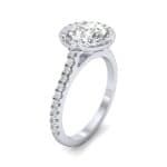 Thin Pave Open Gallery Halo Diamond Engagement Ring (1.09 CTW) Perspective View