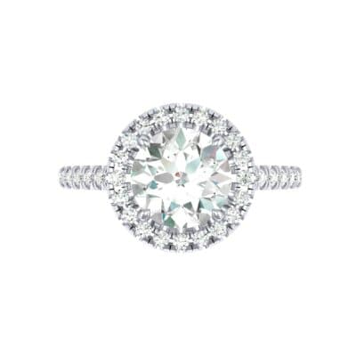 Thin Pave Open Gallery Halo Diamond Engagement Ring (1.09 CTW) Top Flat View