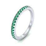 Thin French Pave Emerald Eternity Ring (0.63 CTW) Perspective View