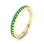 Thin French Pave Emerald Eternity Ring (0.63 CTW) Perspective View