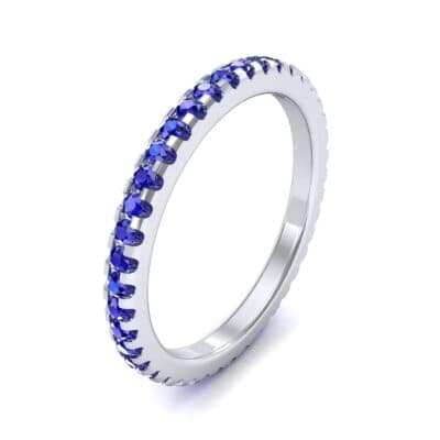 Thin French Pave Blue Sapphire Eternity Ring (0.63 CTW) Perspective View