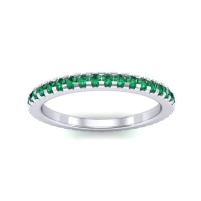 Thin French Pave Emerald Eternity Ring (0.63 CTW) Top Dynamic View