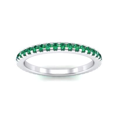 Thin French Pave Emerald Eternity Ring (0.63 CTW) Top Dynamic View