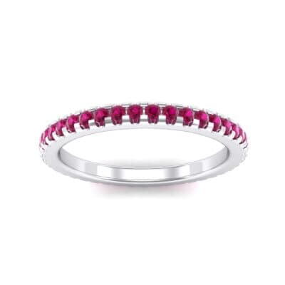 Thin French Pave Ruby Eternity Ring (0.63 CTW) Top Dynamic View