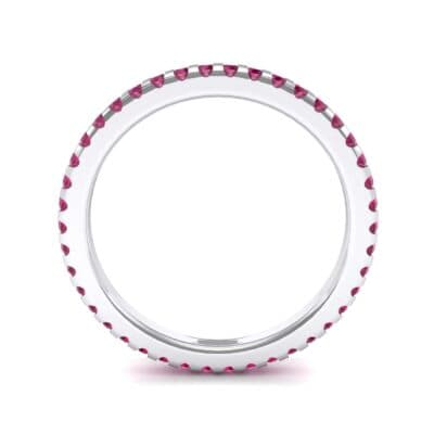 Thin French Pave Ruby Eternity Ring (0.63 CTW) Side View