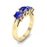 Square Basket Trilogy Blue Sapphire Engagement Ring (1.7 CTW) Perspective View