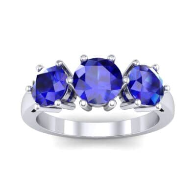 Square Basket Trilogy Blue Sapphire Engagement Ring (1.7 CTW) Top Dynamic View
