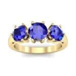 Square Basket Trilogy Blue Sapphire Engagement Ring (1.7 CTW) Top Dynamic View