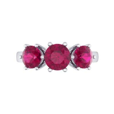 Square Basket Trilogy Ruby Engagement Ring (1.7 CTW) Top Flat View