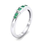 Princess-Cut Trio and Pave Emerald Ring (0.31 CTW) Perspective View