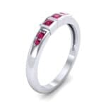 Princess-Cut Trio and Pave Ruby Ring (0.31 CTW) Perspective View