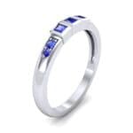 Princess-Cut Trio and Pave Blue Sapphire Ring (0.31 CTW) Perspective View