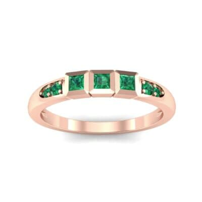 Princess-Cut Trio and Pave Emerald Ring (0.31 CTW) Top Dynamic View