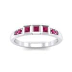 Princess-Cut Trio and Pave Ruby Ring (0.31 CTW) Top Dynamic View