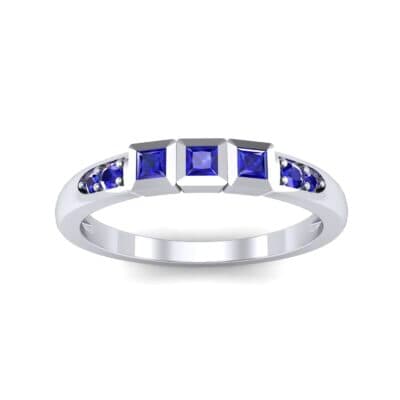 Princess-Cut Trio and Pave Blue Sapphire Ring (0.31 CTW) Top Dynamic View