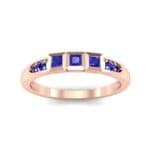 Princess-Cut Trio and Pave Blue Sapphire Ring (0.31 CTW) Top Dynamic View