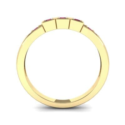 Princess-Cut Trio and Pave Ruby Ring (0.31 CTW) Side View