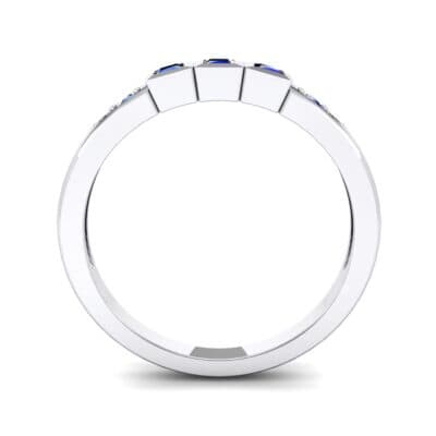 Princess-Cut Trio and Pave Blue Sapphire Ring (0.31 CTW) Side View